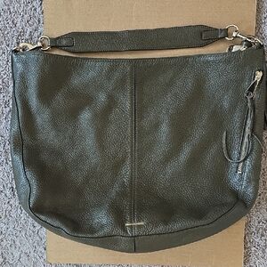 Rebecca Minkoff brown pebble grain shoulder bag gold braided trim